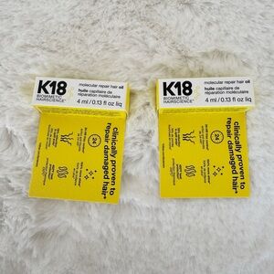 Lot of 2 K18 Biomimetic Hairscience molecular repair hair oil 4 ml / 0.13 fl oz